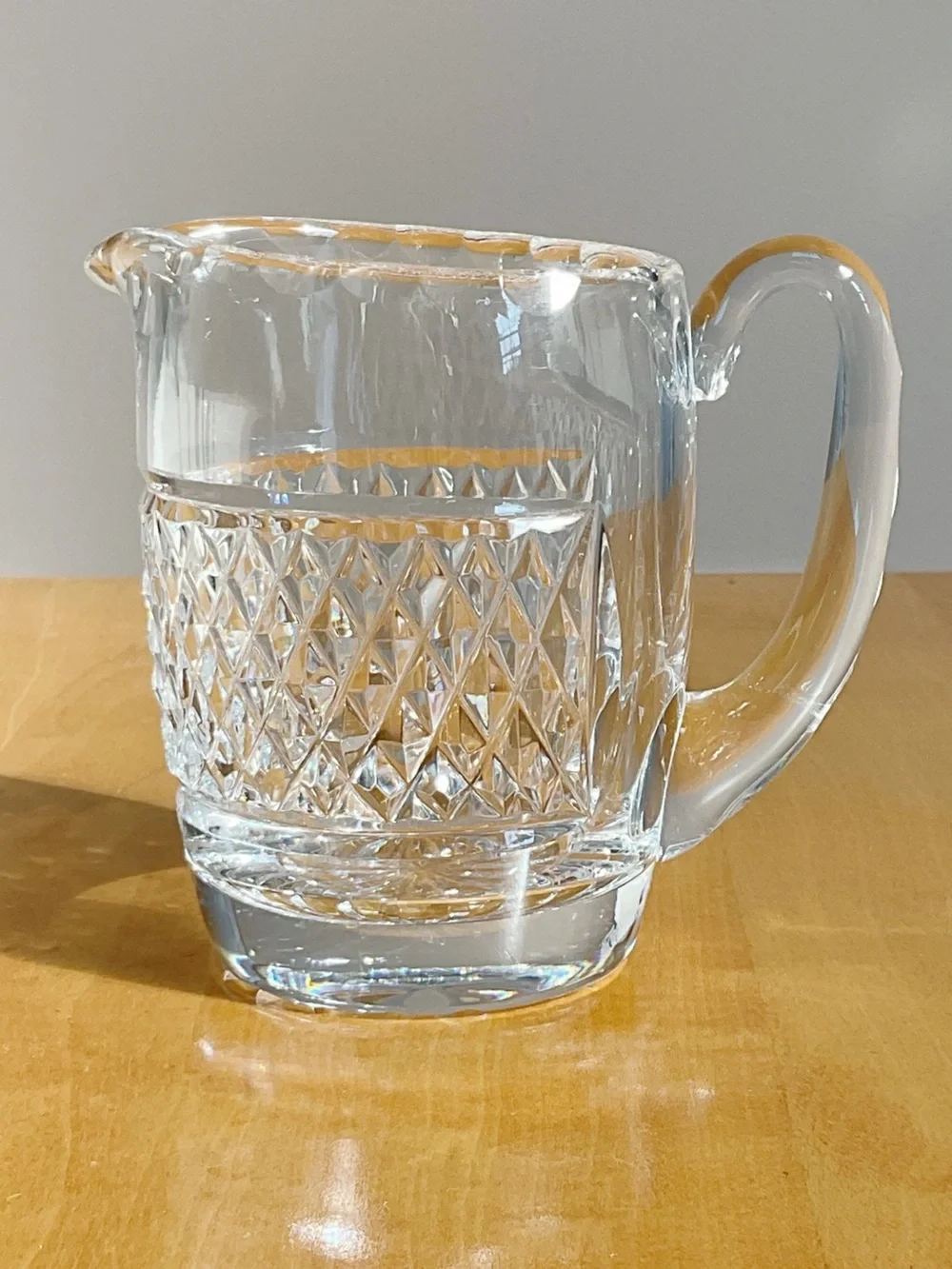 Signed Waterford Crystal Creamer Scalloped Rim Diamond Cut